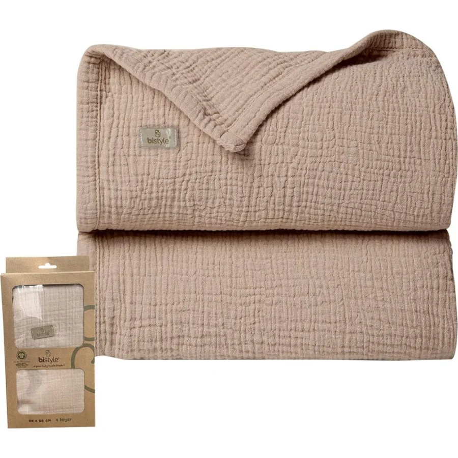 Bistyle Müslin Battaniye, 120x120 cm, Bej