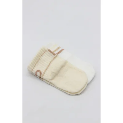 Bistyle Penye Kaymaz Soket Çorap, 2'li, Bej, Ekru