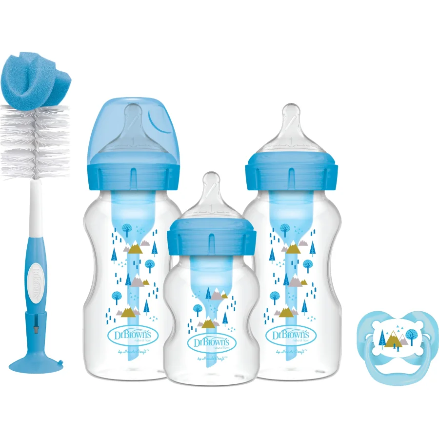 Dr.Brown's Geniş Ağız Anti Kolik Options+ PP Biberon Hediye Seti, Mavi