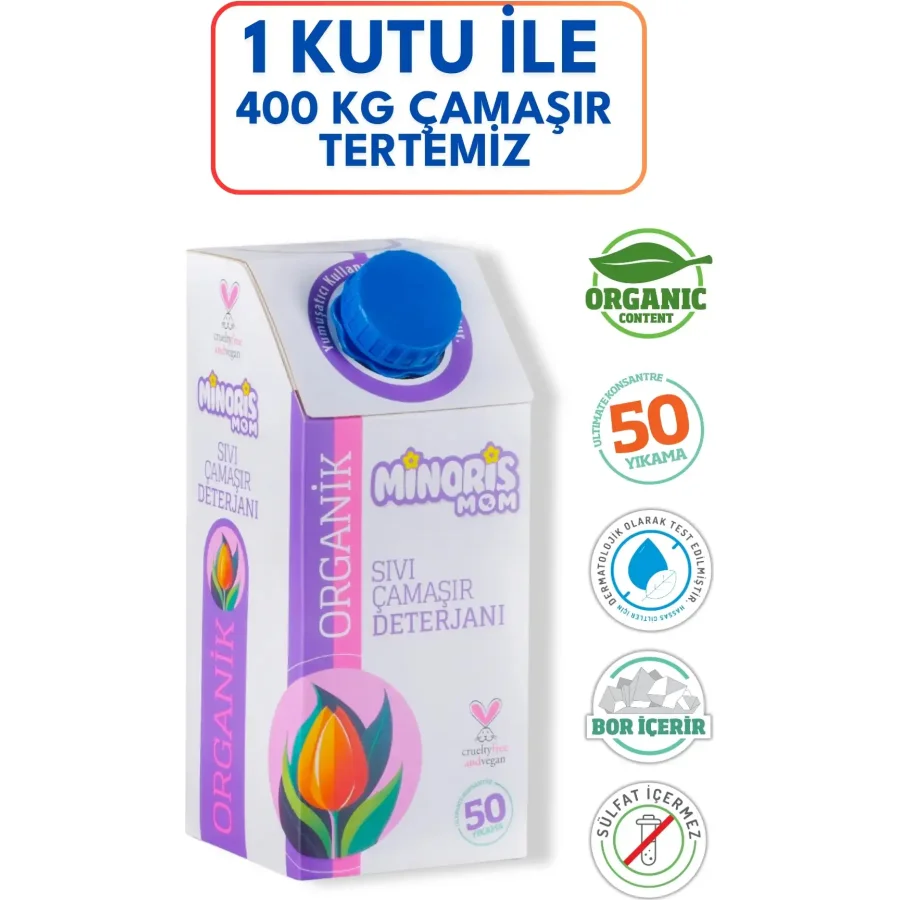 Minoris MOM Organik Sıvı Çamaşır Deterjanı, 1 l, 50 Yıkama