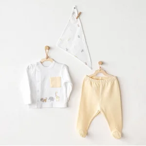 Andywawa Side Snap Set Little King Zıbın Set, 3'lü, Sarı