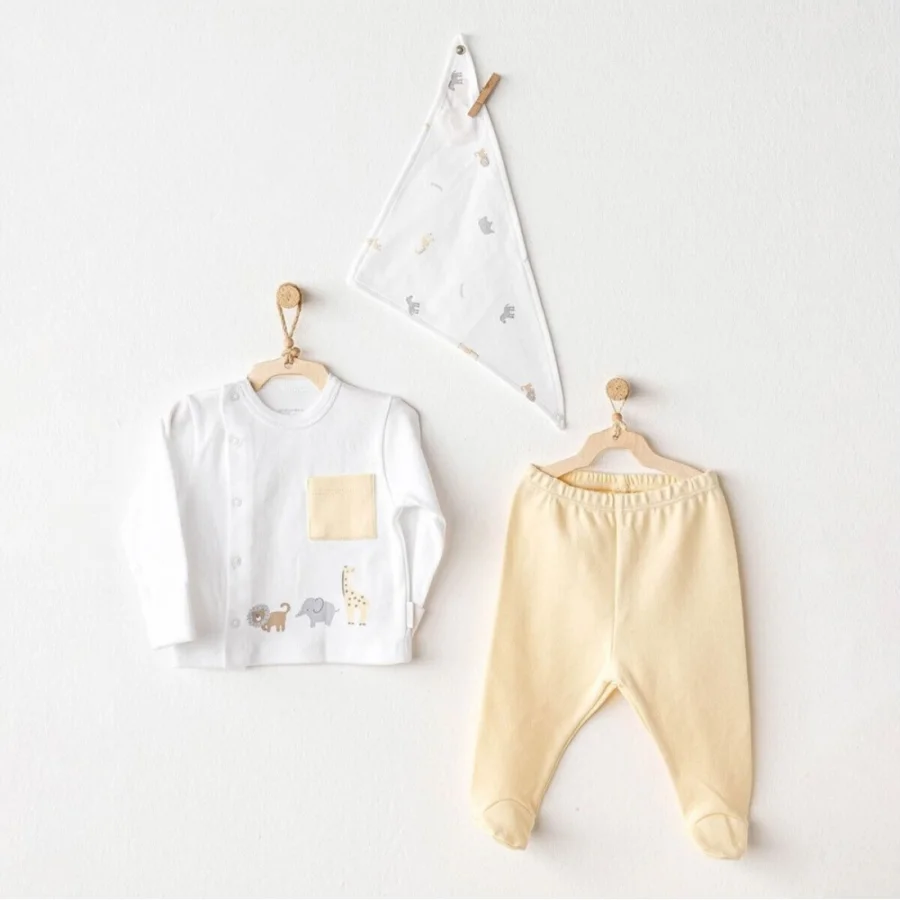 Andywawa Side Snap Set Little King Zıbın Set, 3'lü, Sarı