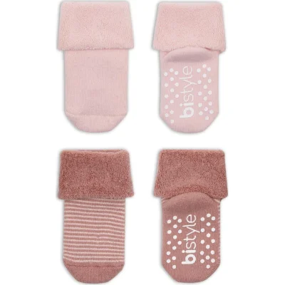 Bistyle Çemberli Kaymaz Havlu Soket Çorap, 2'li, Pudra, Pembe