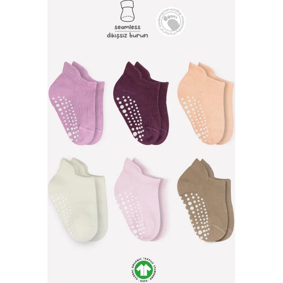 Bistyle 6'Lı Sneakers Kaymaz Penye Çorap 20102 Gül Kurusu