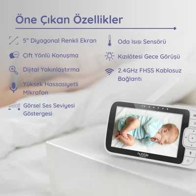 Hubble Nursery View Premium 5 Dijital Bebek Kamerası