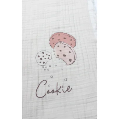 Bistyle Müslin Battaniye 100x200 Cookies Make Happy 70158 Ekru