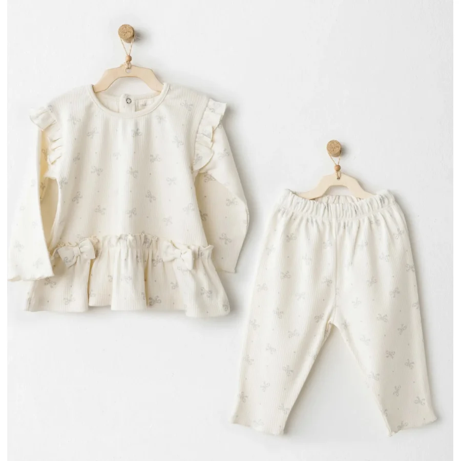 Andywawa Baby Bow Bliss Takım, 2'li, Ekru