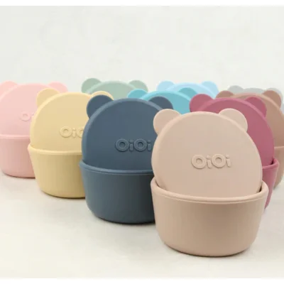 OiOi Silikon Kapaklı Mini Kase Mini Bites Mellow Yellow / Powder, 2'li, Gri