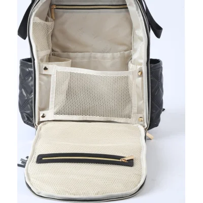 M&Y Oeste Deri Anne Bebek Bakım Sırt Çantası, Siyah