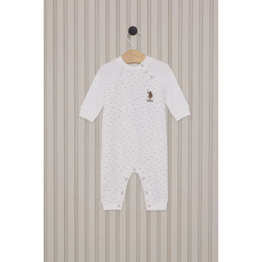 U.S.Polo Erkek Bebek Uzun Kol Patiksiz Tulum USB2025 Krem