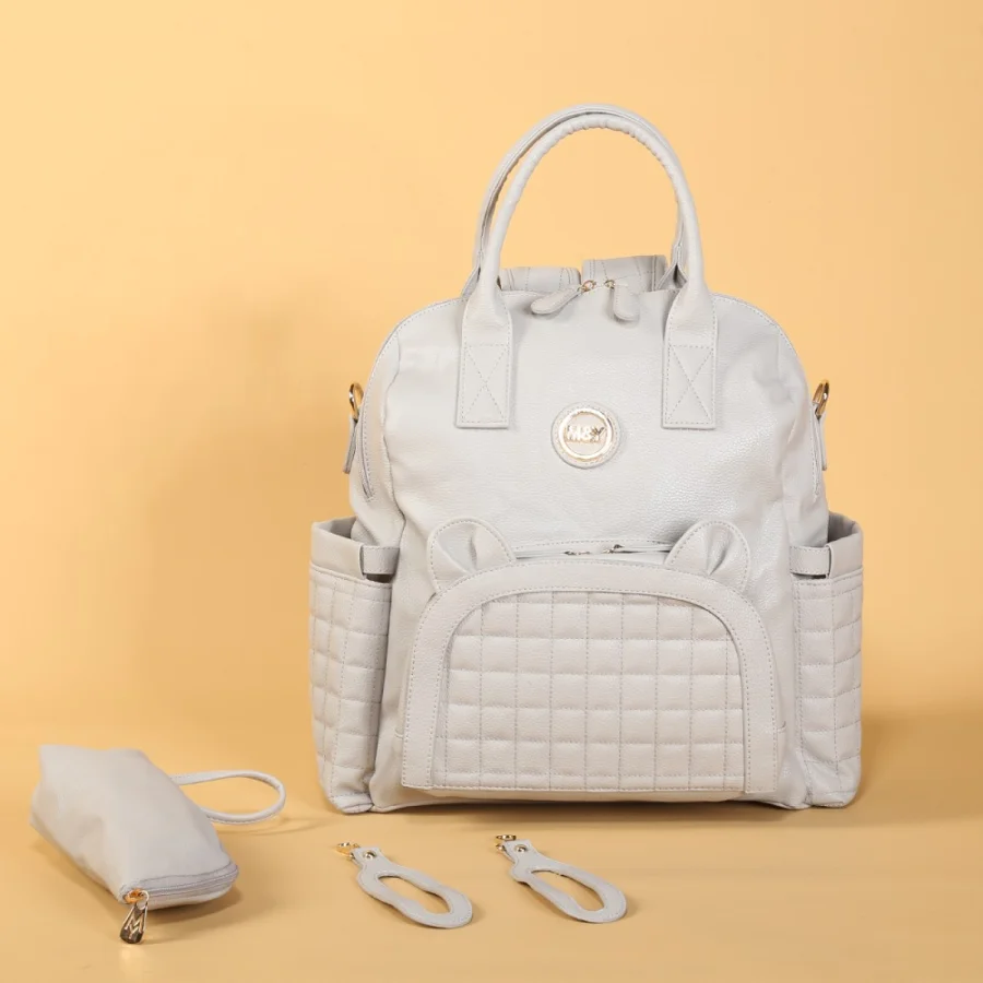 M&Y Kitty Deri Anne Bebek Bakım Sırt Çantası 7271 Gri