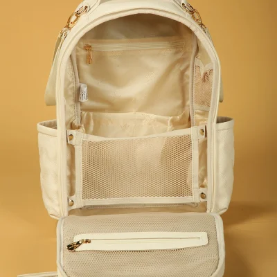 M&Y Oeste Deri Anne Bebek Bakım Sırt Çantası, Krem