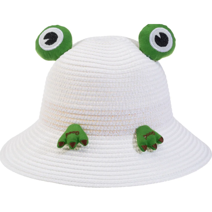 Kitti Bebe Hasır Şapka, 2-6 Yaş, Beyaz