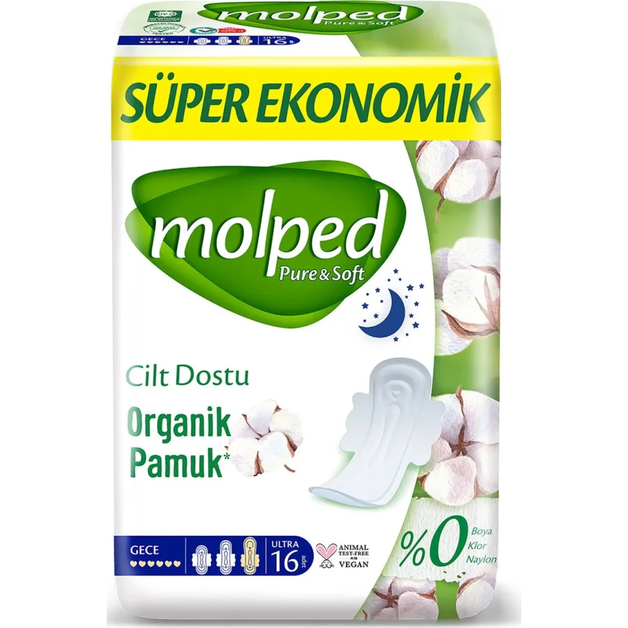 Molped Pure&Soft Gece Ped Süper Eko, 16 Adet
