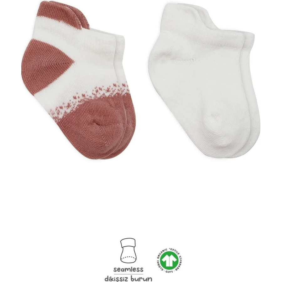 Bistyle Penye Sneakers Çorap, 2'li, Ekru, Pudra