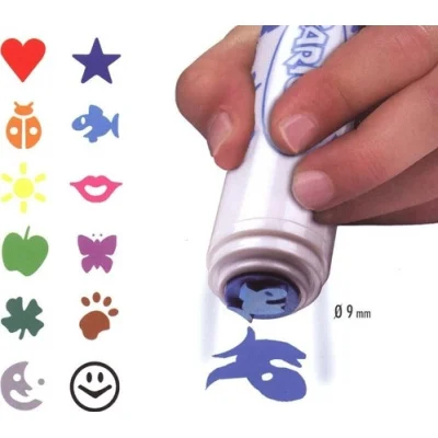 Carioca Stamperello Yıkanabilir Keçeli Boya Kalemi, Bir Ucu Keçeli Kalem Bir Ucu Damga, 12'li