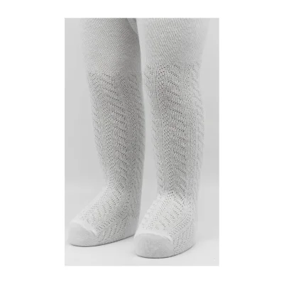 Bistyle Zikzak Kabartma Penye Külotlu Çorap, Tekli, Beyaz