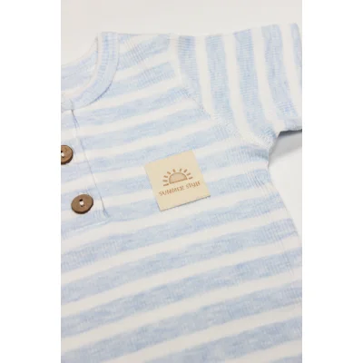 Bistyle Line Colors Yarım Kol Patiksiz Tulum, Mavi