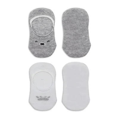 Bistyle Babet Cute Face Penye Çorap, 2'li, Gri, Beyaz