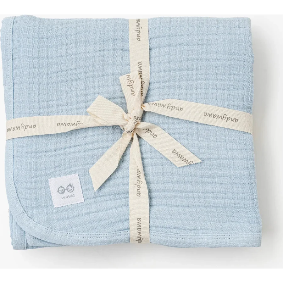 Andywawa Müslin Home Bebek Battaniye, 105x120 cm, Mavi