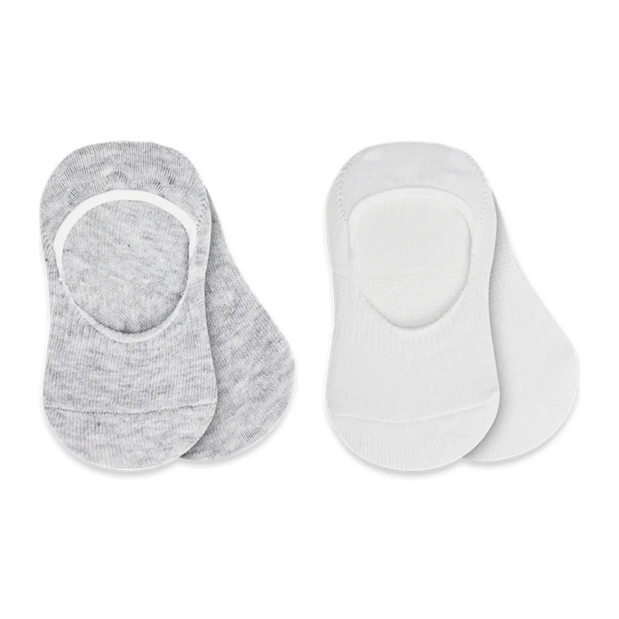 Bistyle Penye Babet Silikonlu Basic Çorap, 2'li, Gri, Beyaz