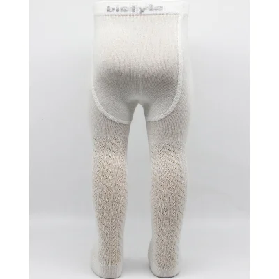 Bistyle Tekli Zikzak Kabartma Penye Külotlu Çorap BS50108 Ekru
