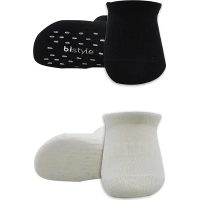 Bistyle Sneakers Kaymaz Basic Penye Çorap, 2'li, Siyah, Ekru