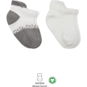 Bistyle Penye Sneakers Çorap, 2'li, Ekru, Gri