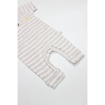 Bistyle Line Colors Yarım Kol Patiksiz Tulum, Bej