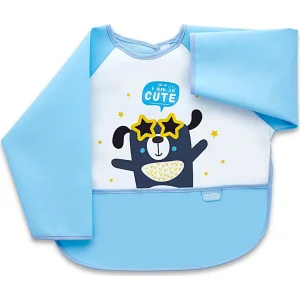 BabyJem Poli Muşamba Kollu Mama Önlüğü, Mavi