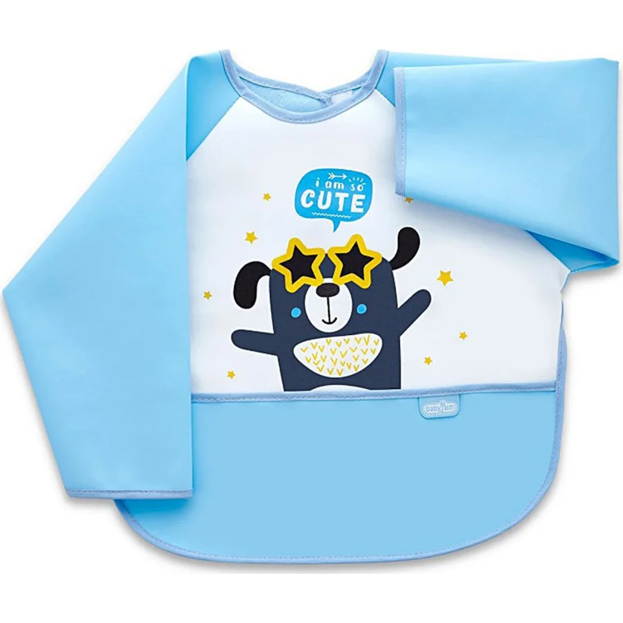 BabyJem Poli Muşamba Kollu Mama Önlüğü, Mavi