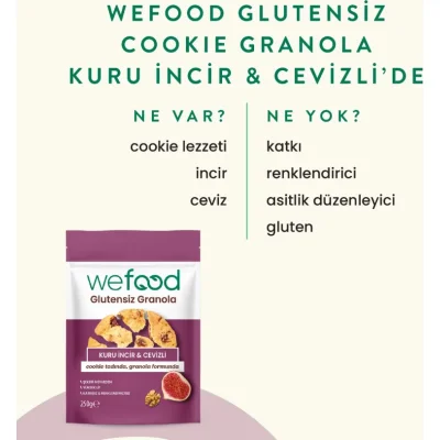 Wefood Granola, Glutensiz, Kuru İncir ve Cevizli, 250 g
