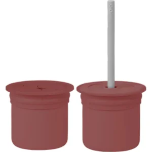 OiOi Ham+Hüp Pipetli Silikon Bardak Seti Velvet Rose / Powder, Gri