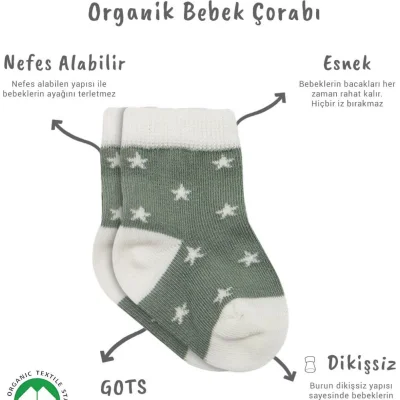 Bistyle Penye Cute Stars Soket Çorap, 3'lü, Nil