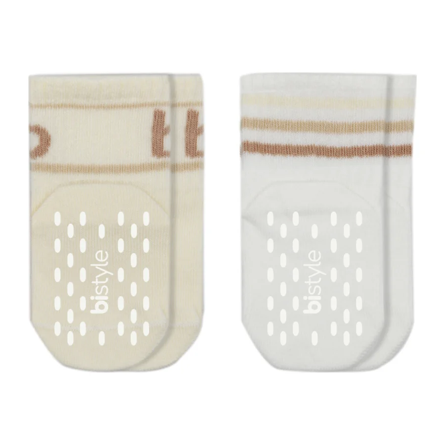 Bistyle Penye Kaymaz Soket Çorap, 2'li, Bej, Ekru
