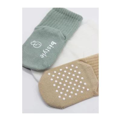Bistyle Basic Kaymaz Penye Soket Çorap, 3'lü, Nil, Ekru, Bej