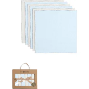 Bistyle Colours Kutulu Penye Mendil, 6'lı, 20x20 cm, Ekru, Mavi