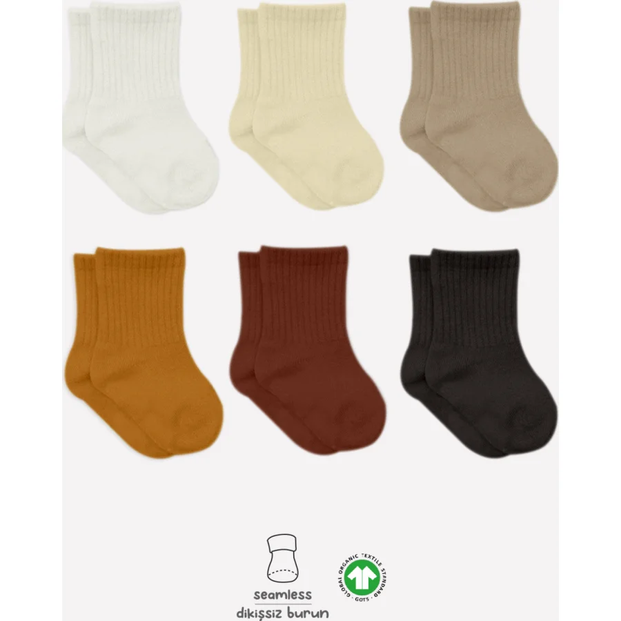 Bistyle Mix Penye Soket Çorap 6'Lı BS10101M Toprak