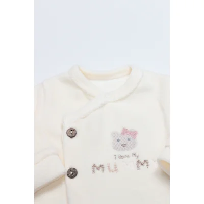 Bistyle Tulum Kadife I Love Mummy, Ekru