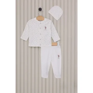 U.S Polo Bebek Takım, 3'lü, Krem