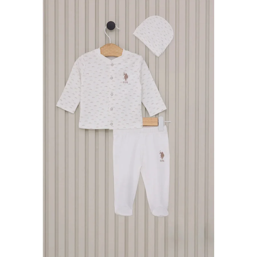 U.S Polo Bebek Takım, 3'lü, Krem