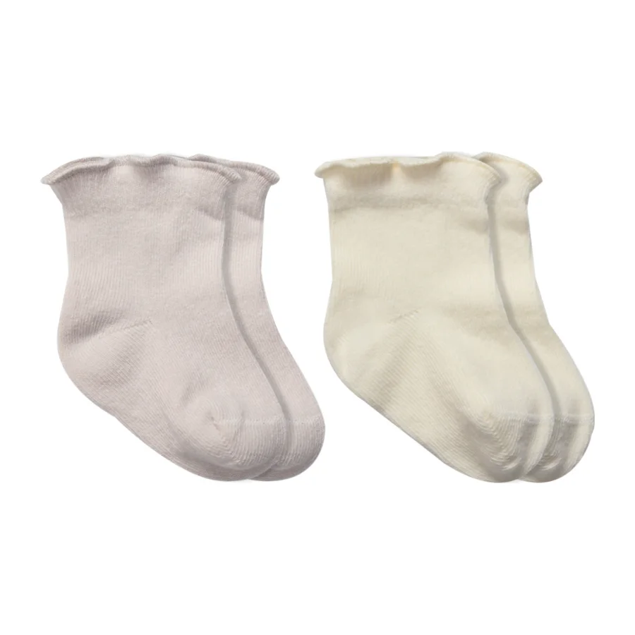 Bistyle Overlok Style Penye Soket Çorap, 2'li, Taş
