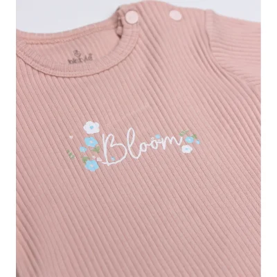 Bistyle Flying Bloom White Yarım Kol Body, 2'li, Ekru, Gül Kurusu