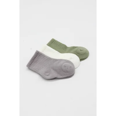 Bistyle Koala Boy 3'lü Penye Soket Çorap, Gri