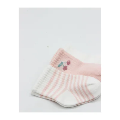 Bistyle Cherry Girl Penye Soket Çorap, 3'lü, Ekru