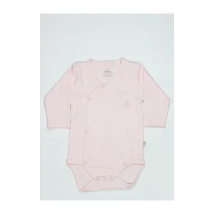 Bistyle Organik Natural Basic Style Uzun Kol Kruvaze Badi, Pembe