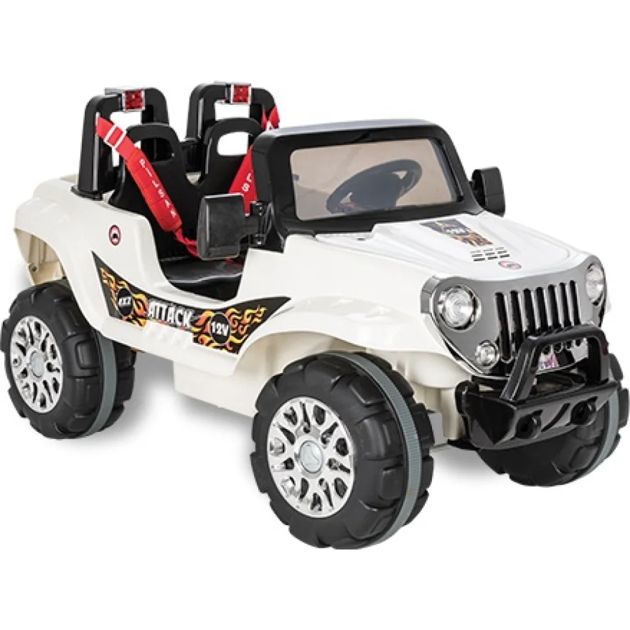 Pilsan Attack Çift Kişilik Uzaktan Kumandalı Akülü Araba, 12 Volt, Beyaz