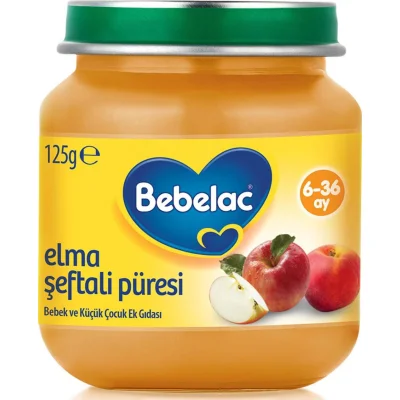 Bebelac Elma Şeftali Püresi Kavanoz Maması, 125 g