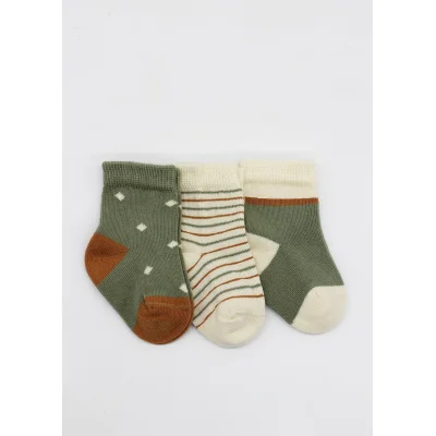 Bistyle Penye Kız Soket Çorap, 3'lü, Nil