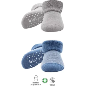 Bistyle 2'Li Çemberli Kaymaz Havlu Soket Çorap 10503 İndigo Gri